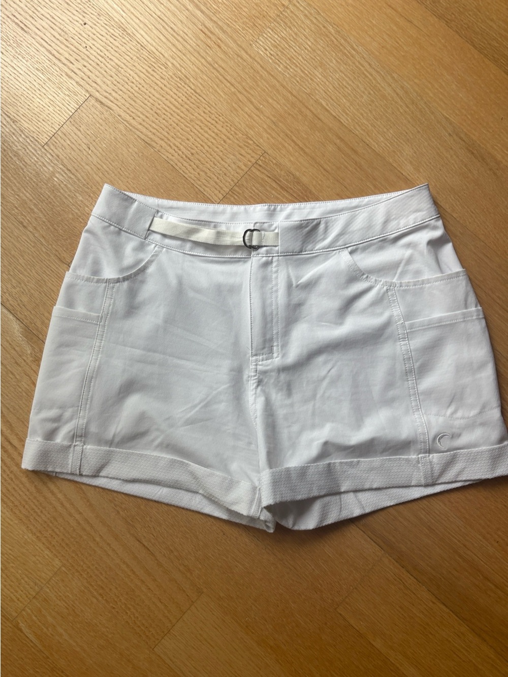 ZYIA White Athletic Shorts with Integrated Belt